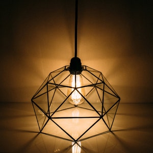 Hanging geometric lamp Glass pendant lamp Handmade Geometric Lamp Home decor Wedding table decor Loft Light Industrial Lamp image 2