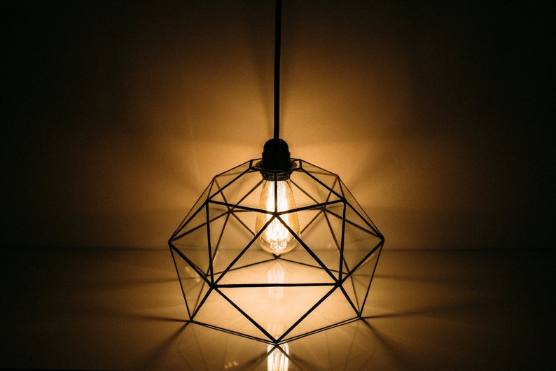 Hanging geometric lamp Glass pendant lamp Handmade Geometric Lamp Home decor Wedding table decor Loft Light Industrial Lamp image 2