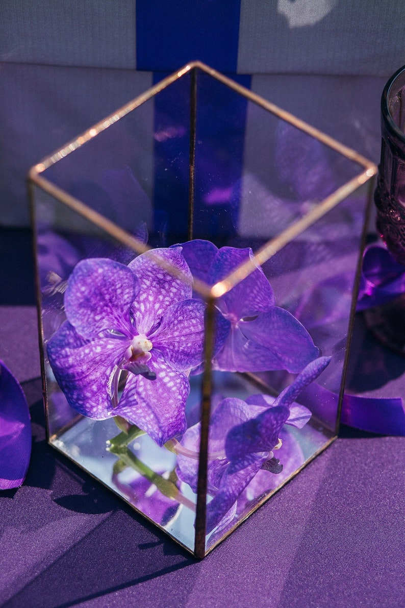 Glass candle holder with mirror base Wedding Candleholder Minimalist Geometric decor Wedding Centerpiece Table decoration image 7