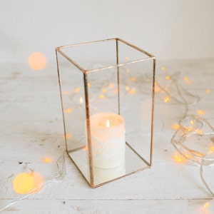 Glass candle holder with mirror base Wedding Candleholder Minimalist Geometric decor Wedding Centerpiece Table decoration image 5