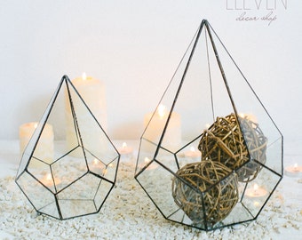 Terrarium géométrique en verre - Terrarium géométrique fait à la main - Goutte de verre - Jardinière en verre - Décor à la maison - Décor de table de mariage