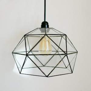 Hanging geometric lamp Glass pendant lamp Handmade Geometric Lamp Home decor Wedding table decor Loft Light Industrial Lamp image 1