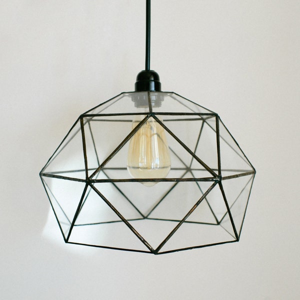 Hanging geometric lamp - Glass pendant lamp - Handmade Geometric Lamp - Home decor - Wedding table decor - Loft Light - Industrial Lamp