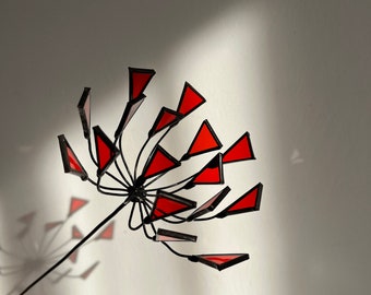 Glass Umbrella Flower - Eco Friendly Decor - Stained Glass Plants - Flower Sun Catcher - Flower on a Stem - Everlasting  Wild Bouquet