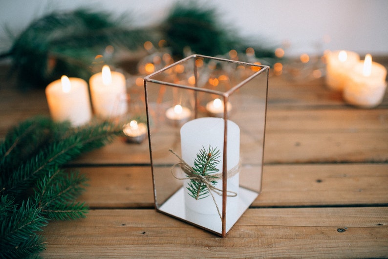 Glass candle holder with mirror base Wedding Candleholder Etsy