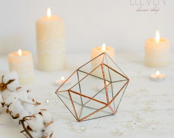 Terrarium géométrique en verre - Terrarium géométrique fait à la main - Icosaèdre en verre - Jardinière en verre - Décor à la maison - Décor de table de mariage - Pièce maîtresse