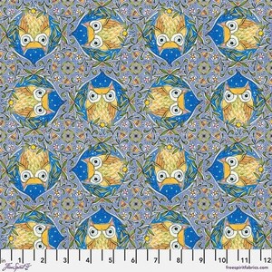 Well Owl Be by Cori Dantini | Nite Owl Blue | Free Spirit Cotton Fabrics | Sold by 1/2 Yard – Continual Cut