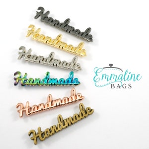 Metal Bag Label - Script Style &quot;Handmade&quot;