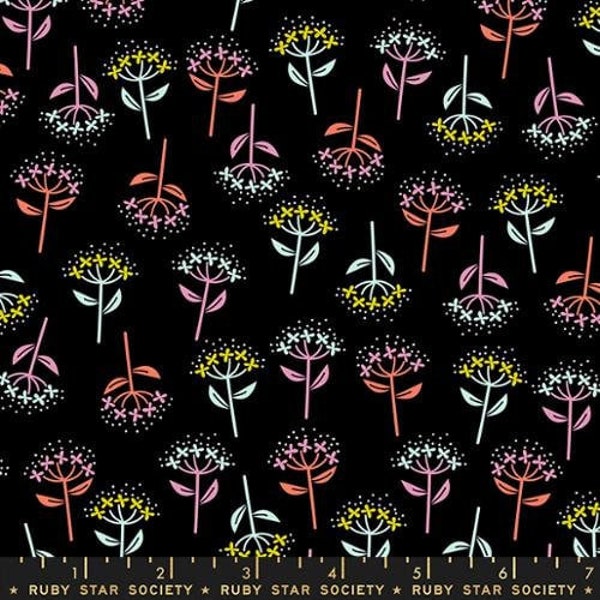 Adorn by Rashida Coleman Hale | Bloom Flowers in Black | Ruby Star Society Cotton Fabrics | Sold by 1/2 Yard – Continual Cut