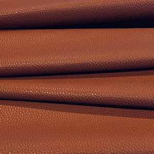 Lightweight Faux Leather Vinyl | Saddle Brown Textured Vinyl | Vinyl for Bag Making | Faux Leather by the 1/2 Yard