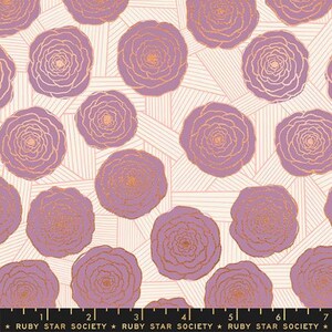 Floradora by Jen Hewett | Bunch of Roses in Lupine Metallic | Ruby Star Society Cotton Fabrics | Sold by 1/2 Yard – Continual Cut