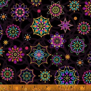 Talisman by Katia Hoffman | Stars in Black | Windham Cotton Fabrics | Sold by 1/2 Yard – Continual Cut