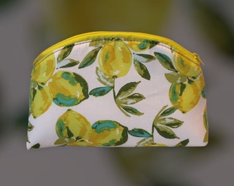 Makeup Bag | Unique Makeup Bag | Essential Pouch | Custom Cosmetic Bag | Lemon Fabric