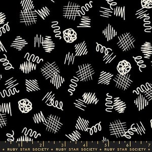 Achroma by Ruby Star Society | Scribble in Black | Ruby Star Society Cotton Fabrics | Sold by 1/2 Yard – Continual Cut