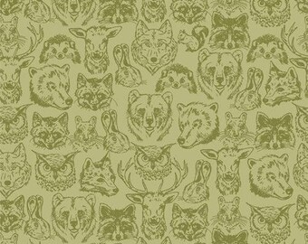 Happy Camper Wildlife Buddies by Maureen Cracknell – Art Gallery Quilting Cotton Fabric, 1/2 Yard Continuous