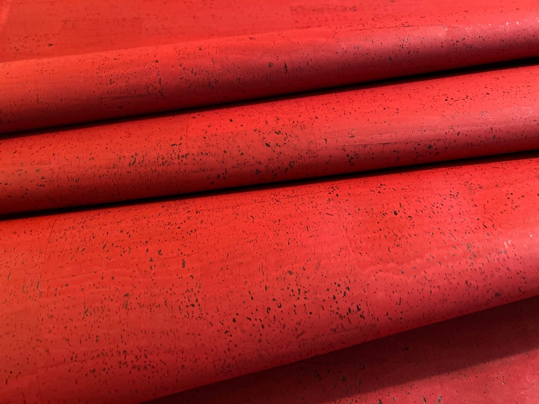 Natural Cork Fabric Velvet Red Solid Smooth Fabric Sheet Faux Leather