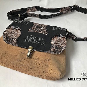 Bolso de corcho / Tejido de corcho 100% natural / Bolso bandolera / Bolso de hombro / Bolso Juego de Tronos