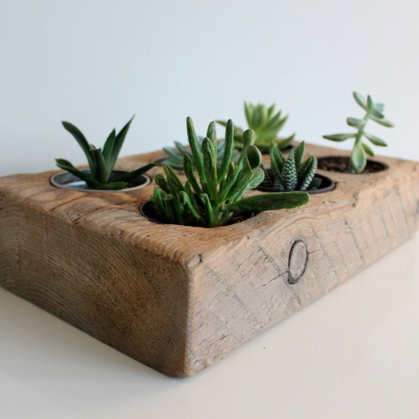 Reclaimed Wood Succulent Planter, Rustic Home Decor, Herb Garden Table Center Piece