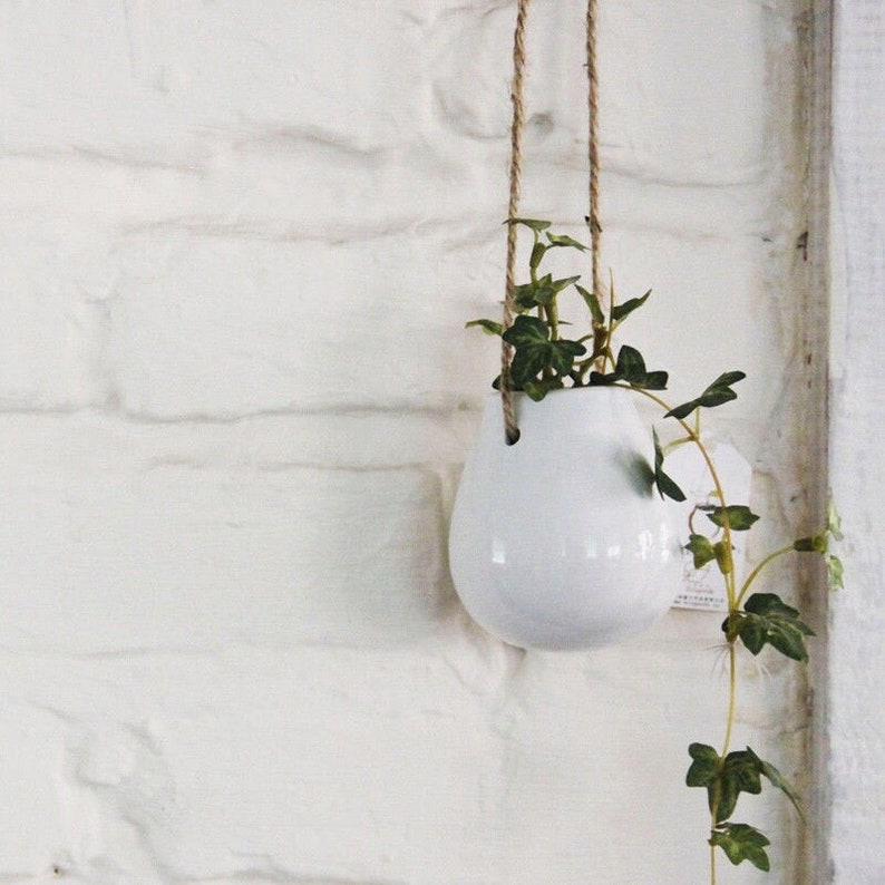 Mini Ceramic Succulent Planter Hanging Air Plant Display image 1