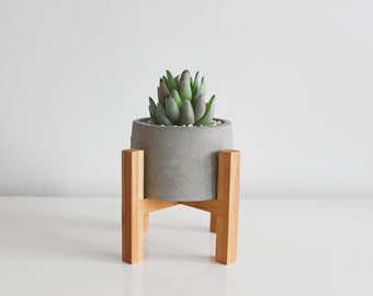 Mid Century Modern Planter Stand | Succulent Planter with Stand | Concrete Desk Planter | Plant Gift
