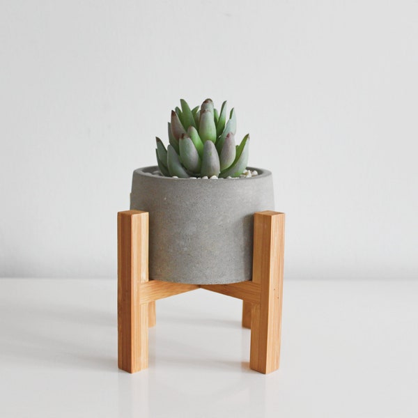 Mid Century Modern Planter Stand | Succulent Planter with Stand | Concrete Desk Planter | Plant Gift