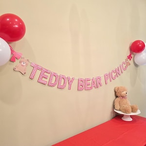 Ours en peluche pique-nique - bannière de fête bricolage téléchargement numérique (fête d'enfants, fête d'anniversaire, fête de pique-nique, thème de pique-nique ours en peluche)