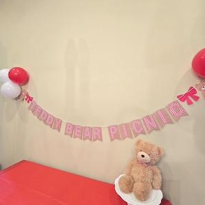 Drapeau de pique-nique avec ours en peluche - bannière de fête bricolage téléchargement numérique (fête d'enfants, fête d'anniversaire, fête de pique-nique, thème de pique-nique ours en peluche)