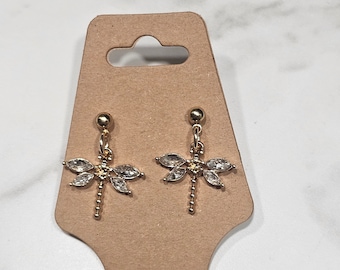 Gold Dragonfly Earrings