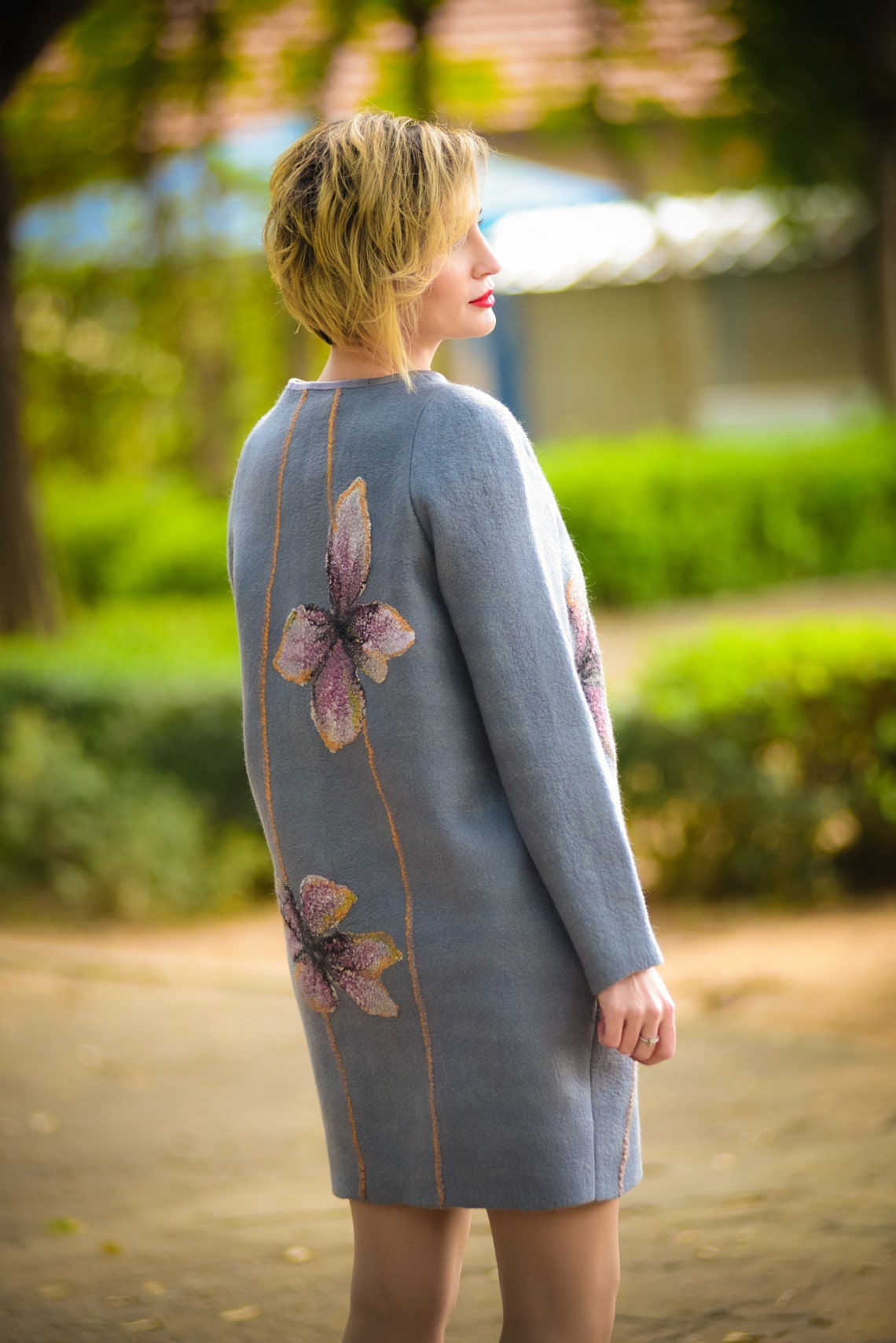 Wool Gray Shortened Coat Extravagant Grey Coat Modern Wool Etsy