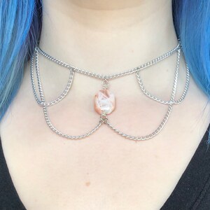 Orange Lace Agate Choker // chain necklace, crystal jewelry
