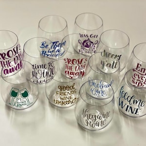 Custom, Personalized 14oz Cups. Stemless BPA Unbreakable Reusable Cups. Crystal Clear Wine Glasses. Wine Time. Wine Lover. Girls Weekend.