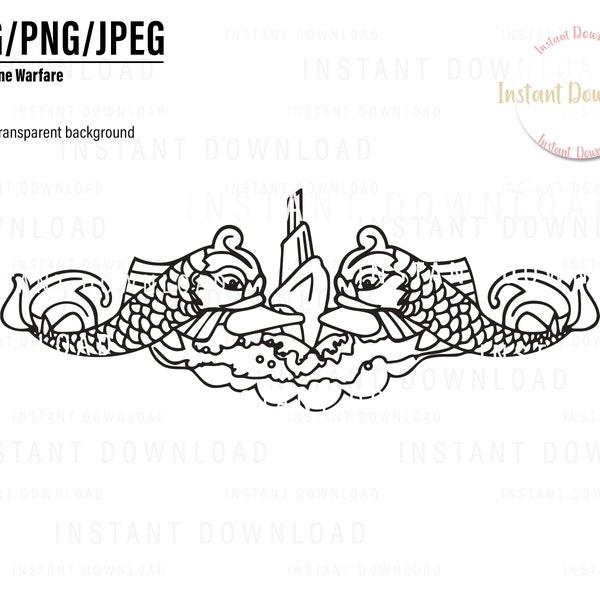 Submarine Warfare insignia/Navy Warfare/Navy/ Digital File/Cutting File/Printing file/SVG/PNG/Glowforge/Laser Engraving