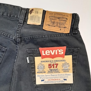 1990s vintage Levi 517 White Tab and Tags Black 100% cotton denim jeans W28 L32
