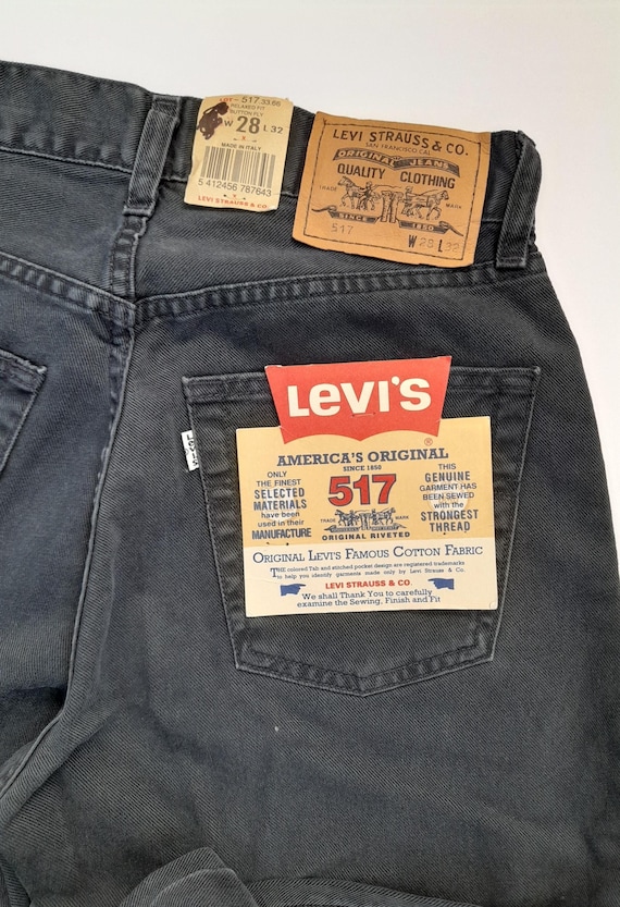 1990s Vintage Levi 517 White Tab and Tags Black 100% Cotton