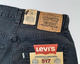 1990s Vintage Levi 517 White Tab and Tags Black 100% Cotton Denim