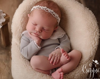 RTS White Lace Headband Photography Photo Prop Girl Tieback Cream Christmas Natural Halo Simple Minimal Off White