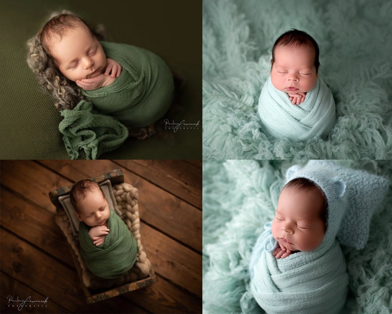 RTS Extra Long Newborn Gauze Wrap in 25 Colours Photography Prop Posing Baby Photo Boy Girl Unisex Natural Natur Cotton image 7