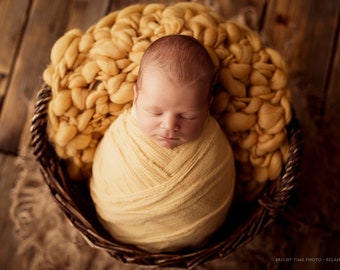 RTS Honey Yellow Handspun Chunky Blanket Layer Photography Prop