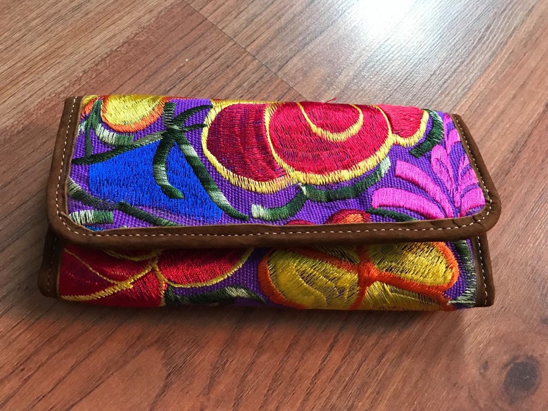Mexican Embroidered Wallet. Handmade Mexican Wallet. Colorful Etsy
