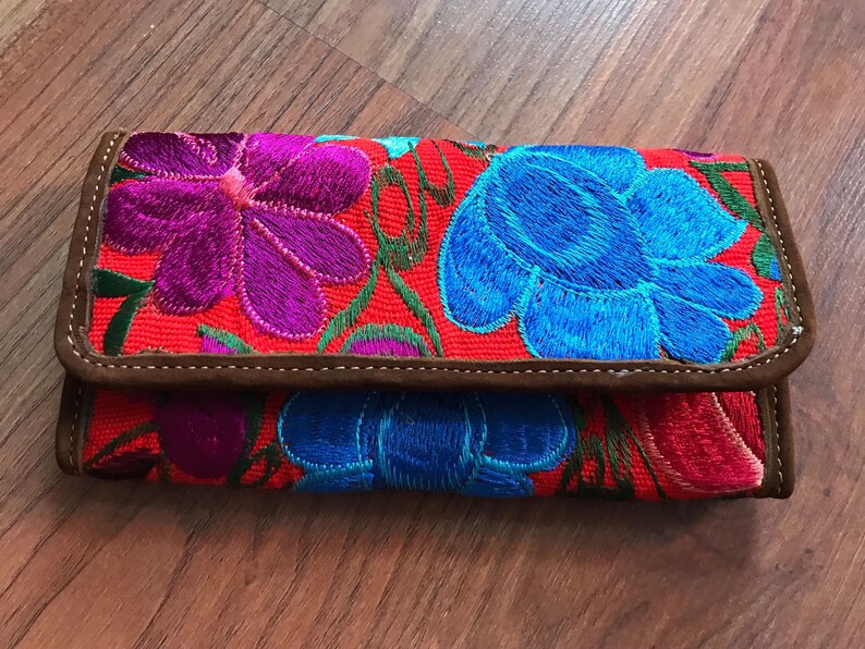 Mexican Embroidered Wallet. Handmade Mexican Wallet. Colorful Etsy