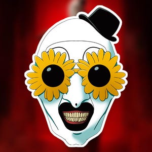 Adesivo in vinile horror con pagliaccio terrificante