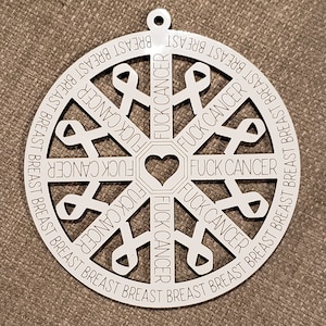 Fuck Borstkanker Lint Ornament w / of zonder hart, Single Line Tekst Glowforge, Laser Cut Files SVG - DIGITAL FILE