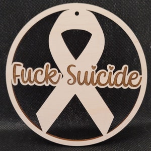 Fuck Suicide Ribbon Round Ornament, Glowforge, Laser Cut Files SVG - DIGITAL FILE
