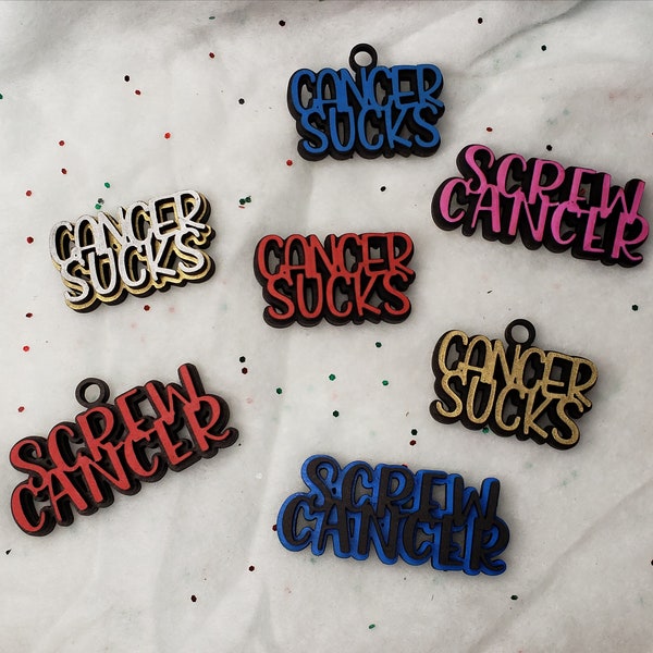 Cancer Sucks & Screw Cancer Mini Ornaments, Magnets, Xmas, Lanyard - DIGITAL FILE