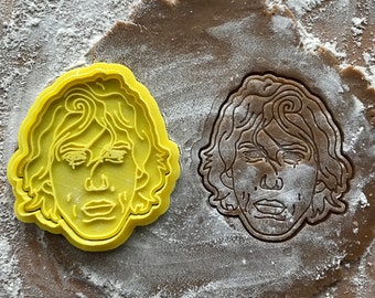 Timothée Chalamet face. Portrait cookie stamp Timothée Chalamet cookie cutter