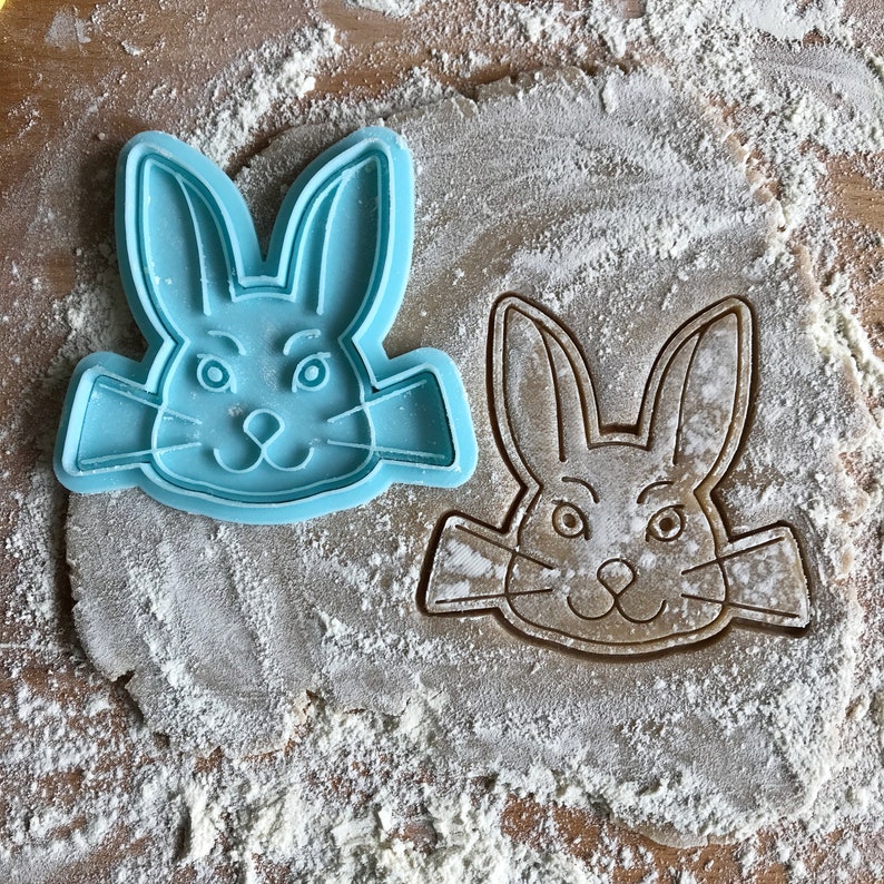Bunny cookie cutter. Easter cookie stamp. Happy Easter Etsy