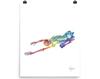 Medical Anatomy Art- Stunning Watercolour Childs Pose Yoga PRINT