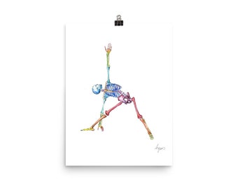 Medical Anatomy Art- Stunning Watercolour Triangle Pose Yoga PRINT