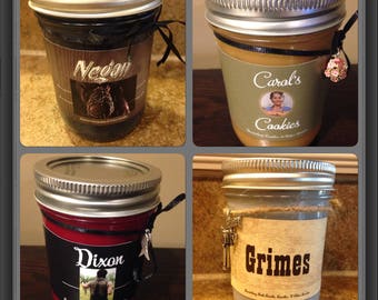 The Walking Dead 4 Candle Collection. Negan, Carol, Grimes, Dixon, TWD, Zombie