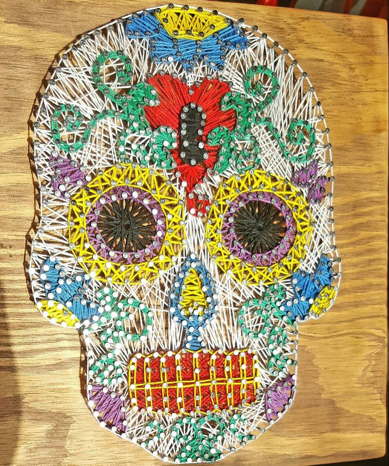 Sugar Skull String Art Sign Sugar Skull Wall Decor Dead of | Etsy